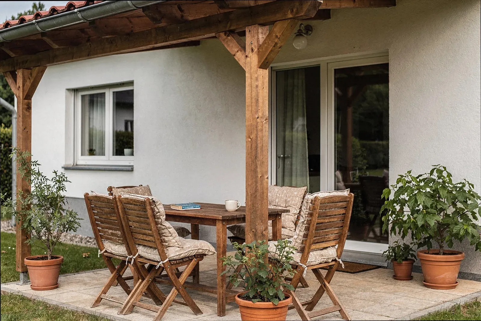 Terrassenüberdachung aus Holz in Krefeld